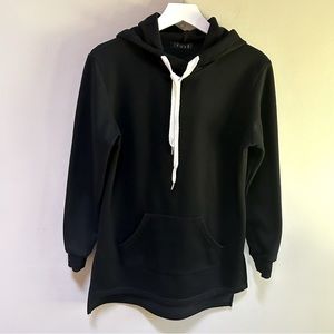 FORE ~ Black Long Line Long Sleeve Hoodie Fleece Sweatshirt-in size Small